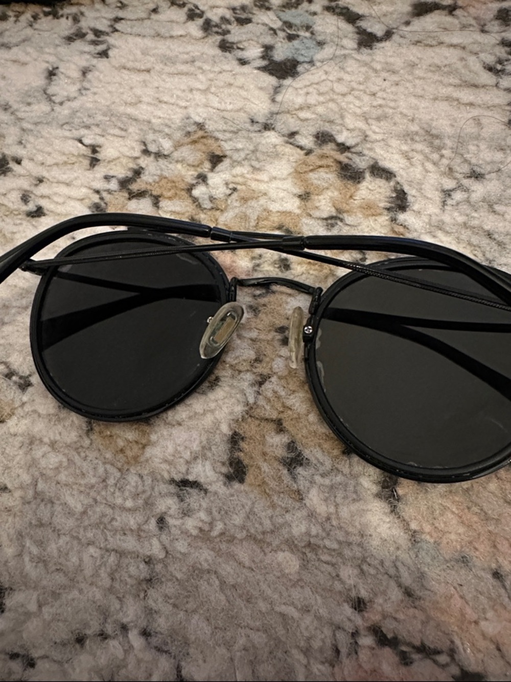 SOJOS Black Retro Round Double Bridge Polarized Sunglasses - Picture 4 of 8